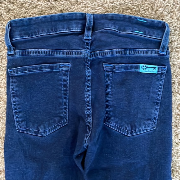 Rare 7 for all Mankind Jonathan Adler skinny jeans Size 24 Turquoise stitching - Picture 7 of 9